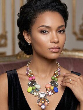 Vibrant Multi-Color Crystal Statement Necklace